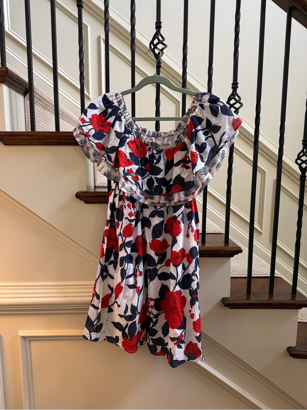 Umgee large Red & Navy Floral Off-Shoulder Dress